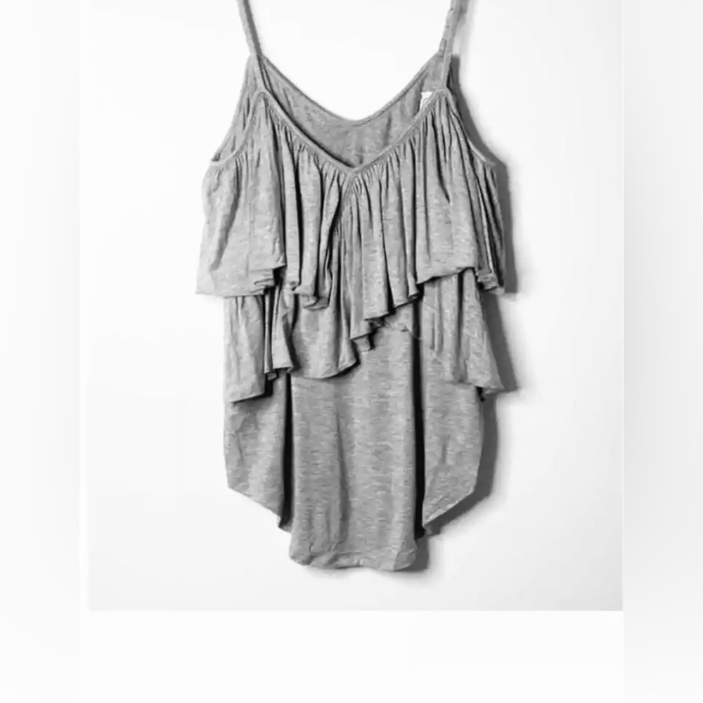 Chaser slevveless Gray Ruffle Tank… - Picture 6 of 6